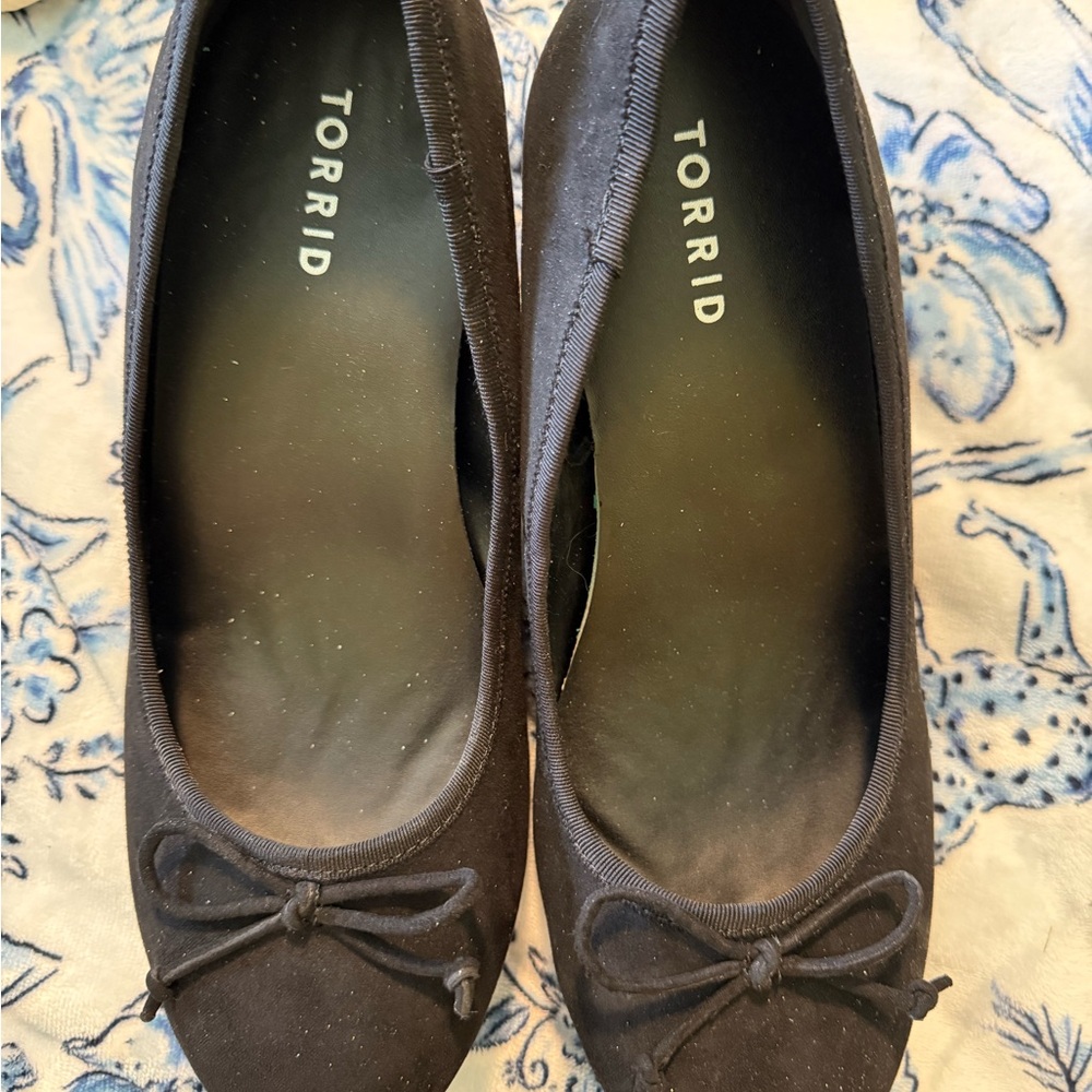 Torrid Black Suede Ballet two inch heel with Bow